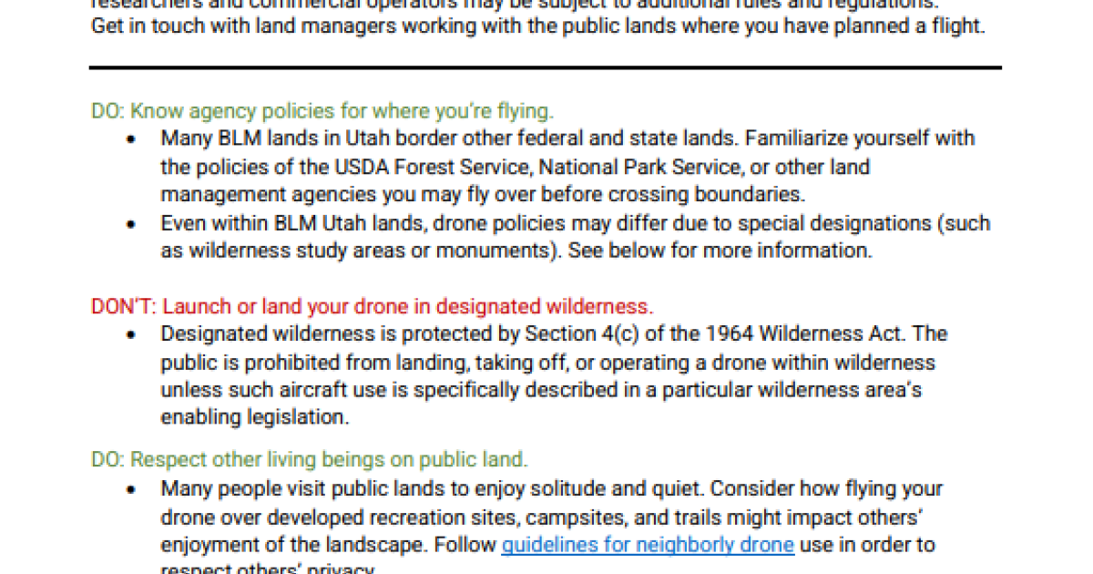 Drones Do and Don't (Bears Ears National Monument) Bureau of Land